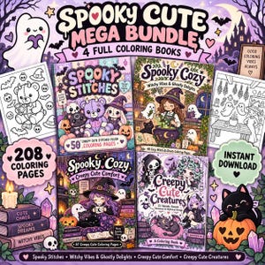 Spooky Cute Mega Bundle | 4 Witchy & Pastel Goth Coloring Books (Digital Download)
