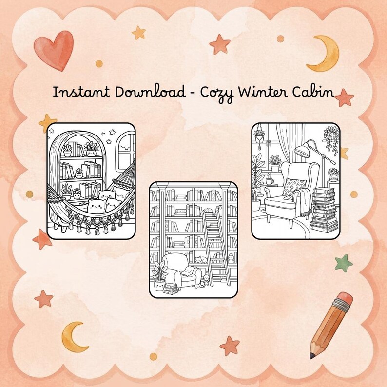 Cozy Reading Nook Coloring Pages PDF | Book Lover Printable | Home ...