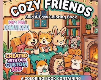 Kawaii Animal Coloring Book: Cozy Friends, Bold Easy Pages (PDF + PNG Download)