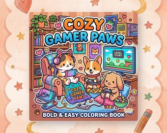Kawaii Gamer Coloring Book: Cozy Gamer Paws, 40 PDF Pages (Digital Download)