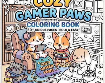 居心地の良いゲーマーの足跡ぬりえ | カワイイ動物ゲーマー PDF + PNG