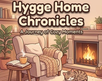 Hygge Coloring Book PDF | Cozy Home Scenes Printable | Adult Self Care Bold Line Pages