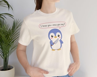 Lustiges Pinguin mit Messer T-Shirt - Dark Humor Graphic Tee