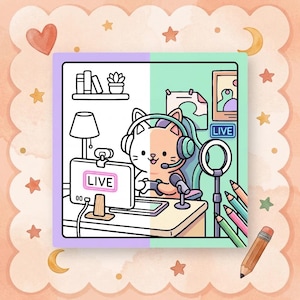 High resolution coloring page of a bunny gamer surrounded by snacks and retro gaming gear with clean thick black lines.