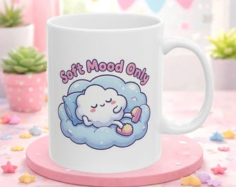 Cloud Dreamer Ceramic Mug, Pastel Kawaii Coffee Cup, Cozy Morning Drinkware