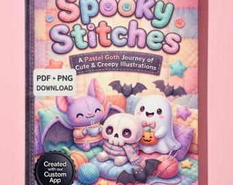 Spooky Stitches Pastel Goth Coloring Book | 53 Creepy Pages (PDF + PNG Download)