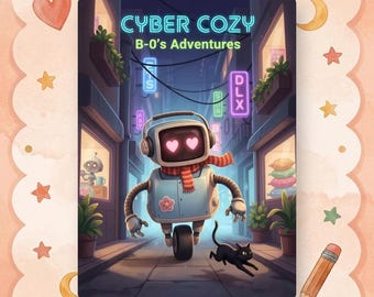 Gemütliches Sci-Fi Malbuch, Roboter-Landschaften, B-0 Adventures (PDF + PNG Download)