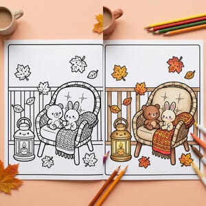 Mega Pack 5 Libros Colorear PDF, 250+ Páginas Hogar Acogedor e Hygge, Líneas Gruesas para Marcadores de Alcohol, Alivio del Estrés imagen 10