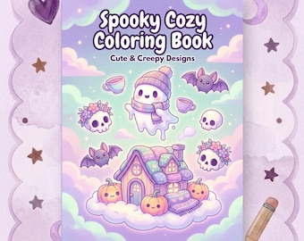 Spooky Cozy Kawaii Malbuch: Pastel Goth Gruselige Designs (PDF Download)