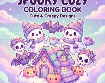 Spooky Cozy Coloring Book | Creepy Cute Pastel Goth PDF