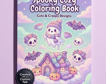 Kawaii Coloring Book PDF Printable: Spooky Cozy Pastel Goth Creepy Cute Digital Download