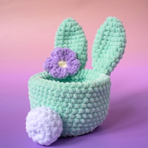 Bunny Basket Crochet Pattern, Easter Basket, Rabbit Basket Amigurumi PDF, Easter Decor, Languages - En (US), Fr, De, Es