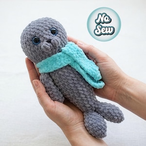 Robbe Häkelanleitung, PDF, ohne Sew Amigurumi Robbe, Plüschtier Robbe, mehrsprachige Anleitung für Anfänger, niedliches Stofftier Häkelmuster