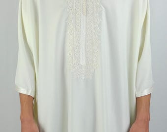 Gabardina marroquí clásica (tejido gabardina) - Crema