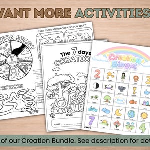 7 Days of Creation Printable Placemat | Bible Story Coloring + Game Activity for Kids image 4