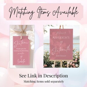 Pink Sixteenth Birthday Invitation, Printable Girls 16th Birthday Invite, Modern Minimalist Sweet 16, Editable Template 5x7 Instant Download image 9