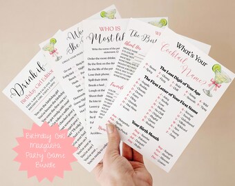 Margarita Theme Birthday Party Games Bundle, 5 Printable Adult Party Games, 21st Birthday Girl Games, Girls Night Party, Instant Download