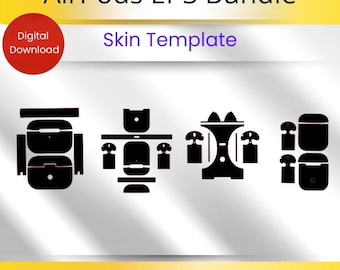 AirPods Case Skin Template Bundle| Vector Cut File (Digital Download)(Svg Ai Cdr Dxf Eps)