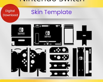 Plantilla de corte de skin para Nintendo Switch (Svg, DXF, AI, CDR) / Archivos de vinilo para consola y Joy-Con / Descarga instantánea de siluetas de Cricut