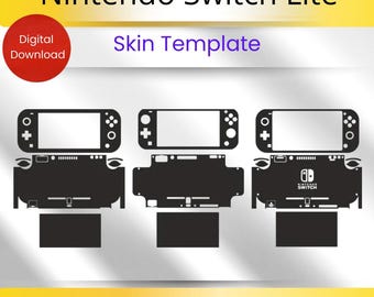 Plantilla de corte de skin para Nintendo Switch Lite (Svg, DXF, AI, CDR) / Archivos de vinilo y calcomanías para Cricut Silhouette / Descarga instantánea