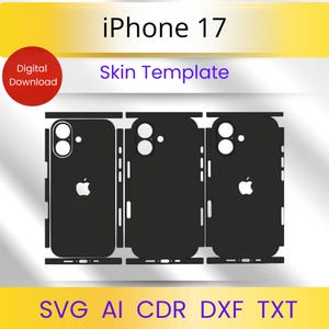 iPhone 17 Skin Template – Full Wrap Vinyl Cut File (svg, dxf, eps, ai) (Digital Download)