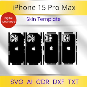 Plantilla de diseño para iPhone 15 Pro Max: archivo SVG de corte completo (descarga digital)
