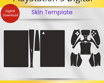 Plantilla de corte de skin digital y de control para PlayStation 5 SVG AI DXF / Patrón de envoltura de consola PS5 / Archivo de corte de vinilo Cricut