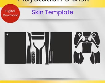 Plantilla de corte de vinilo para disco y mando de PlayStation 5 (SVG), vector de envoltura de consola PS5, silueta Cricut DXF AI