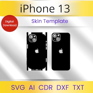 iPhone 13 Skin Template - Voll Wrap SVG Schnittdatei (Digitaler Download)