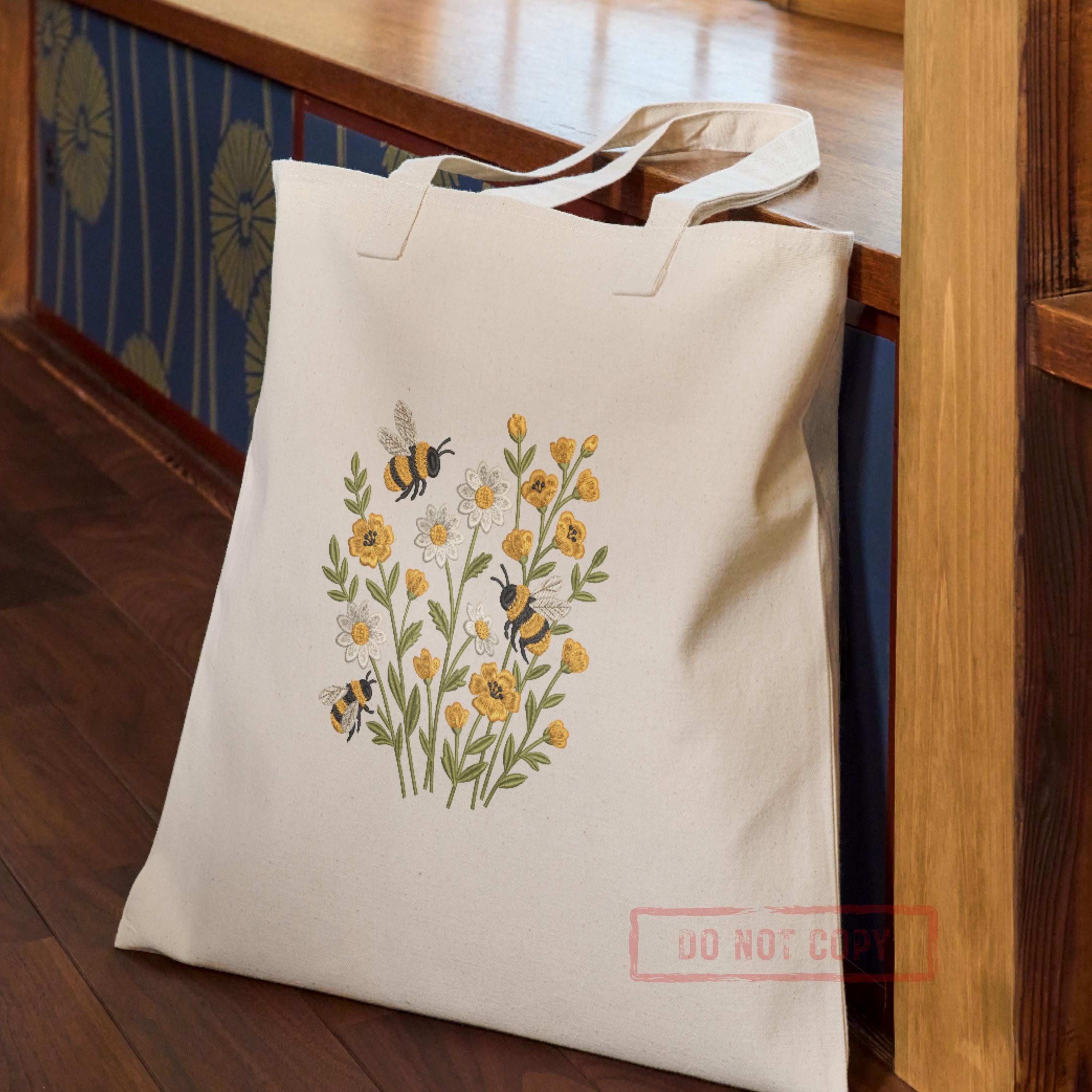 Daisy Honeybee Machine Embroidery Design | Cute Bee Flower Pattern ...