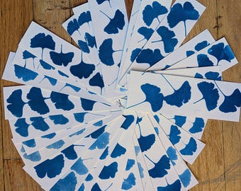 Ginkgo Leaf Cyanotype Bookmarks