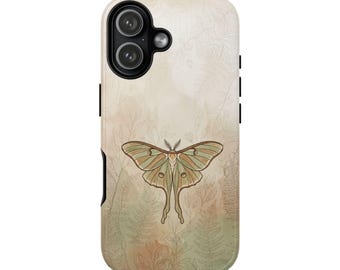 una Moth Phone Case iPhone 17 16 15 / Samsung S25 S24 – Moth Illustration Case, Cute Cottagecore Phone Cover, Gift for Her