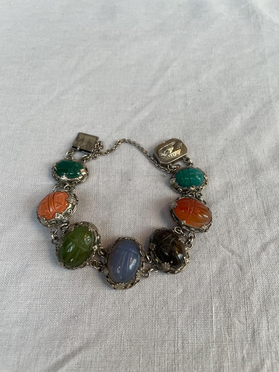 Silver Arts and Crafts Scarab Bracelet