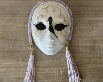 Vintage Venetian Mardi Gras Masquerade Ceramic Face Mask Wall Hanging