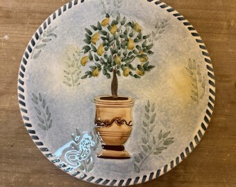 Sakura Gracey Knight Tuscan-Style Ceramic Pear Tree Topiary Trivet Platter