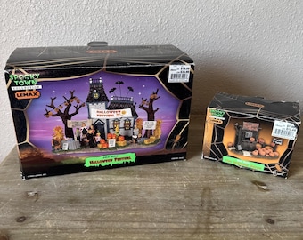 Vintage Retired Lemax Spooky Town Halloween Festival & Pumpkin Patch 2000-2004