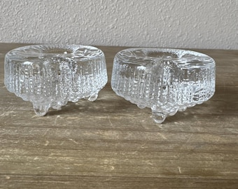 2 Portacandele in vetro vintage Iitala Finlandia Ultima Thule Tapio Wirkkala MCM