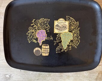 Vintage Couroc Wine Grapes MidCentury Lacquer Charcuterie Tray Serving Platter