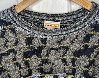 Vintage 90s Sweater Mens Large Adam Sloane Grandpa Core Art Deco Grunge
