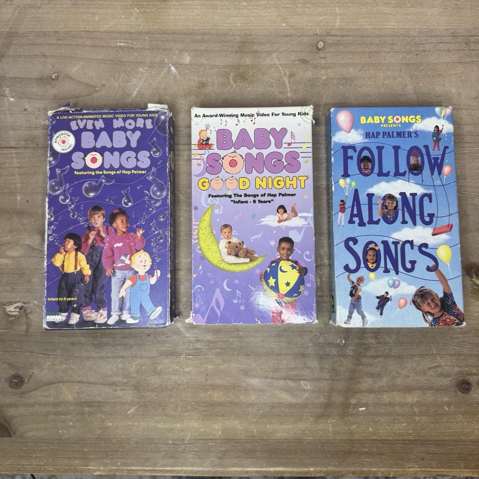 Vintage 90s Y2K Hap Palmer VHS Baby Songs Goodnight & More Lot of