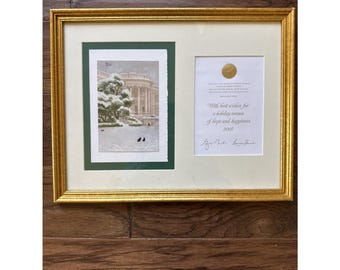 George W. Bush President White House Christmas Card 2005 Museum Framed