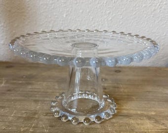 Vtg Candlewick Imperial Glass Clear 8" Cheese Cake Stand Pedestal Mini Round MCM