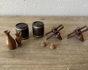 Vintage Fontanini Nativity Set Pottery Barrels Jugs Pots - Lot Of 8
