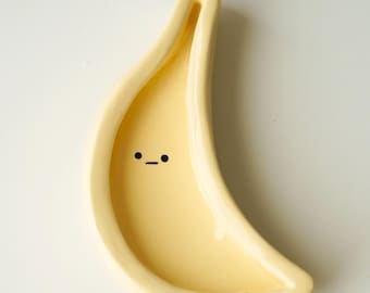 handmade ceramic disappointed banana jewelry tray trinket dish
