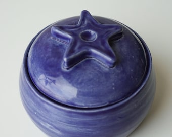 handmade ceramic big blueberry trinket box jar