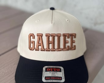 GAHLEE Hat: Bronze Embroidered Trucker Cap Minimalist Snapback Stylish Mid-Profile Hat