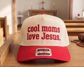 Cool Moms Love Jesus Embroidered Hat, Embroidered Christian Cap, Faith Mom Gift