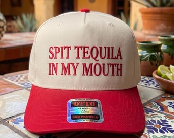 Spit Tequila In My Mouth Embroidered Hat Funny Drinking Party Cap Gift