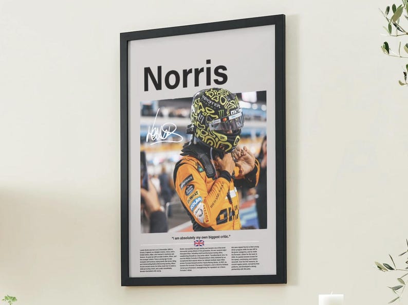 Norris 22 Racing Letters Lando Norris Mclaren F1 Driver Poster, Formula 1 Racing Wall Art Print ...