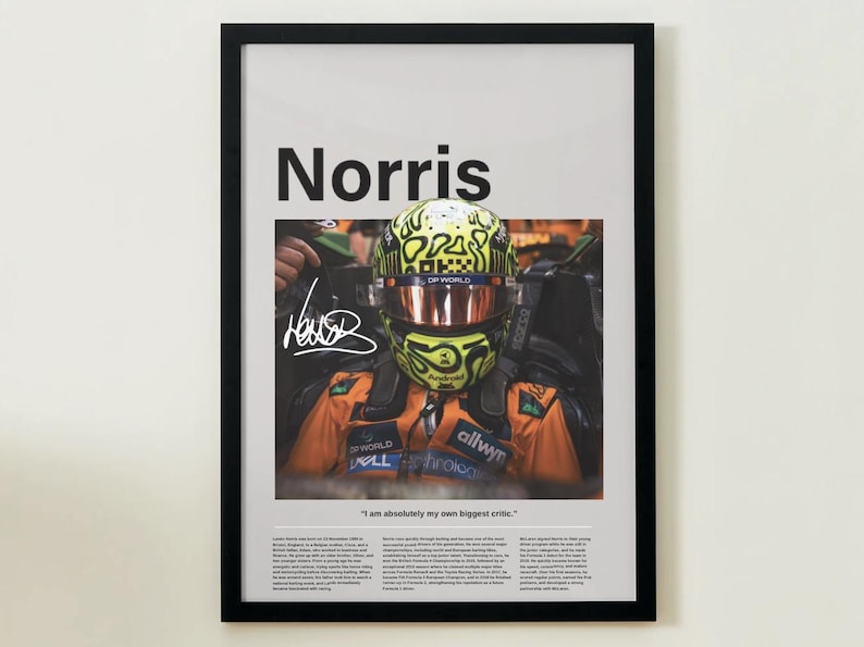 Norris 22 Racing Letters Lando Norris F1 Poster, Mclaren Racing Car Wall Art, Formula 1 ...